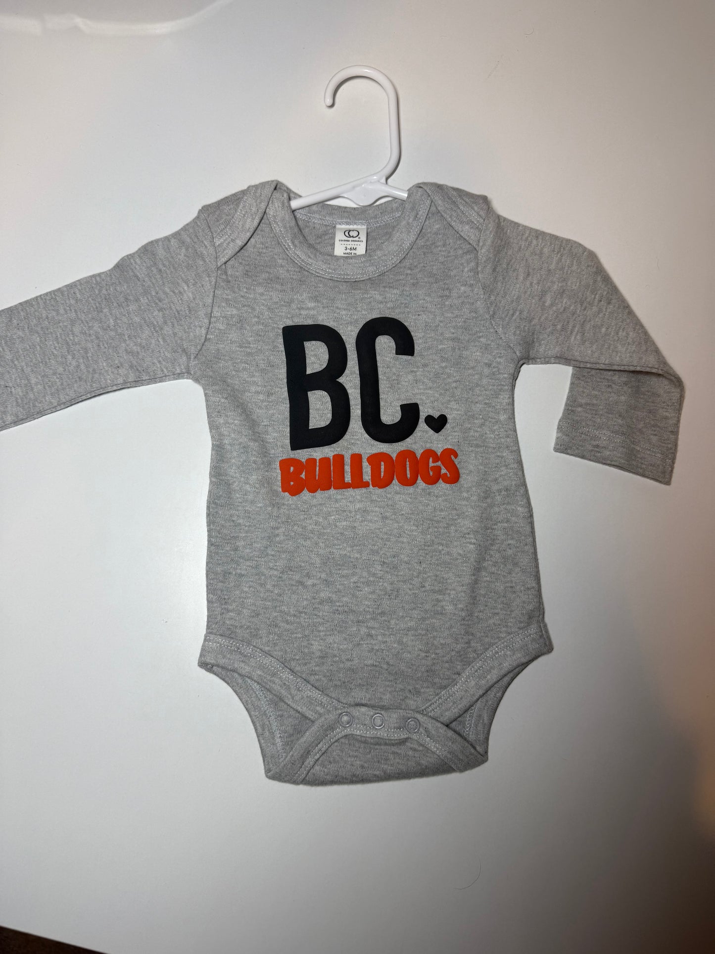 BC Bulldogs Long Sleeve Baby Onesie - 6 colors