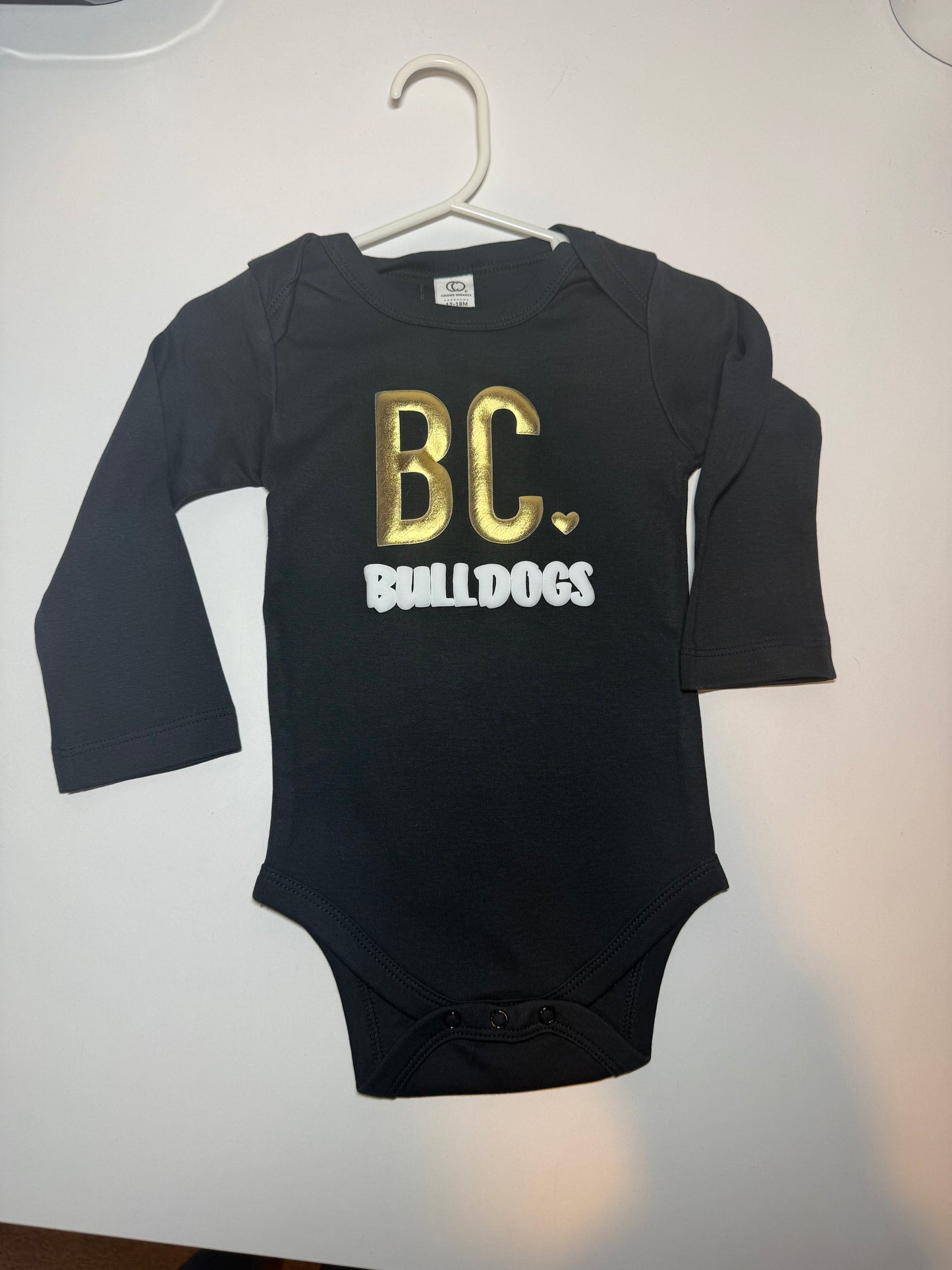 BC Bulldogs Long Sleeve Baby Onesie - 6 colors