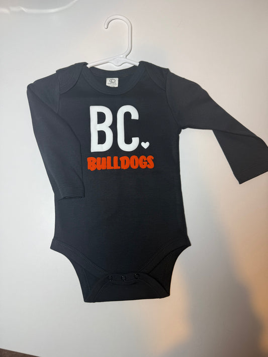 BC Bulldogs Long Sleeve Baby Onesie - 6 colors