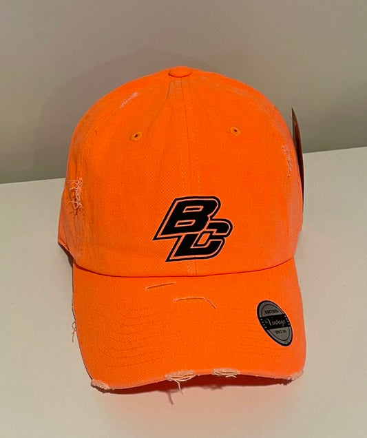BC Distressed Baseball Cap Bright Orange - 2 BC colors