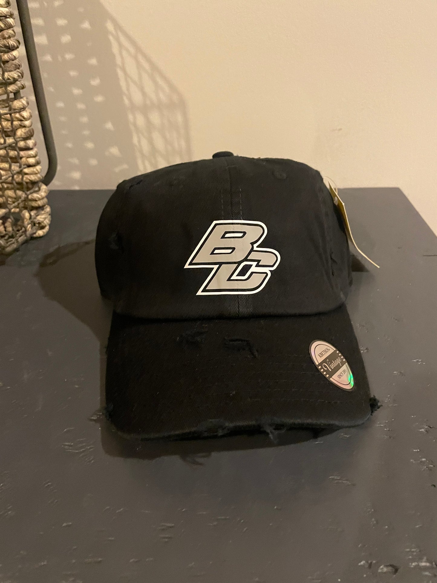 Kids BC Distressed Black Baseball Cap - 3 designs