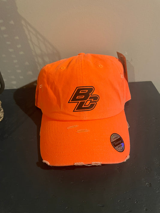 BC Distressed Baseball Cap Bright Orange