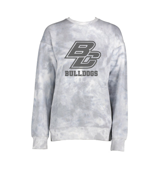 Kids BC Bulldogs (across chest) Silver Tie Dye Sweatshirt