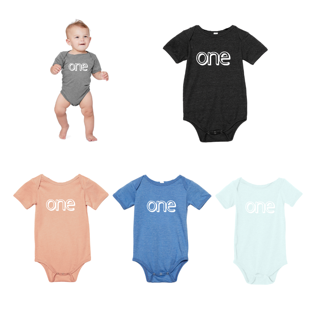 Baby 1st Birthday Short Sleeve Onesie - 5 colors