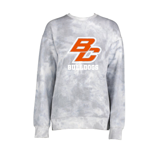 Kids BC Bulldogs (across chest) Silver Tie Dye Sweatshirt