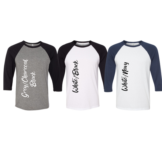 Adult 3/4 Sleeve Baseball Tee